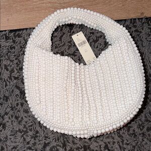 Anthropologie White Beaded Bag